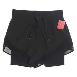 SPANX Flowy Shorts with Bike Shorts 8" Medium Very Black Out of Office NWT